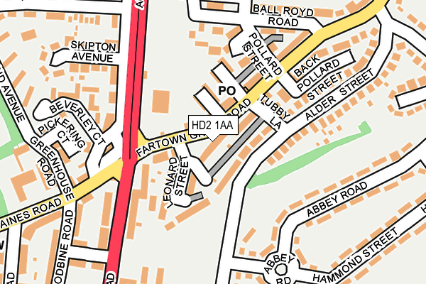 HD2 1AA map - OS OpenMap – Local (Ordnance Survey)