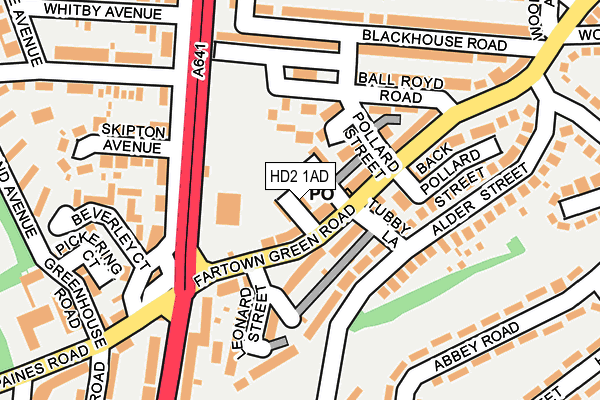 HD2 1AD map - OS OpenMap – Local (Ordnance Survey)