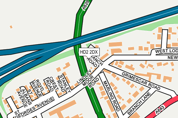 HD2 2DX map - OS OpenMap – Local (Ordnance Survey)