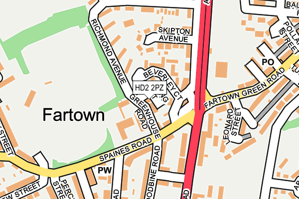 HD2 2PZ map - OS OpenMap – Local (Ordnance Survey)