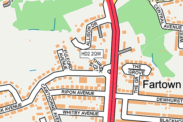 HD2 2QW map - OS OpenMap – Local (Ordnance Survey)