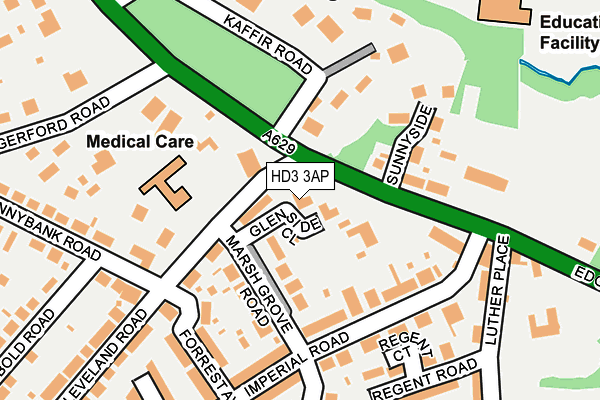 HD3 3AP map - OS OpenMap – Local (Ordnance Survey)