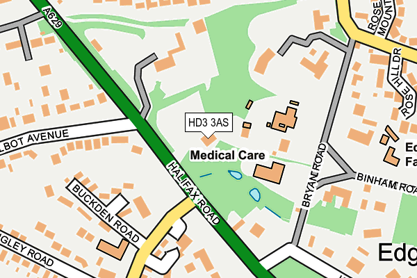 HD3 3AS map - OS OpenMap – Local (Ordnance Survey)