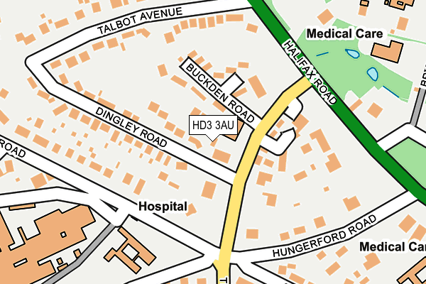 HD3 3AU map - OS OpenMap – Local (Ordnance Survey)