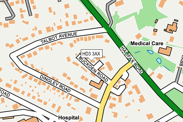 HD3 3AX map - OS OpenMap – Local (Ordnance Survey)