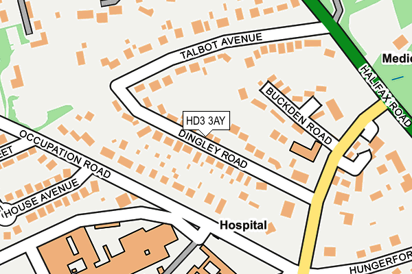 HD3 3AY map - OS OpenMap – Local (Ordnance Survey)