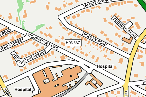 HD3 3AZ map - OS OpenMap – Local (Ordnance Survey)