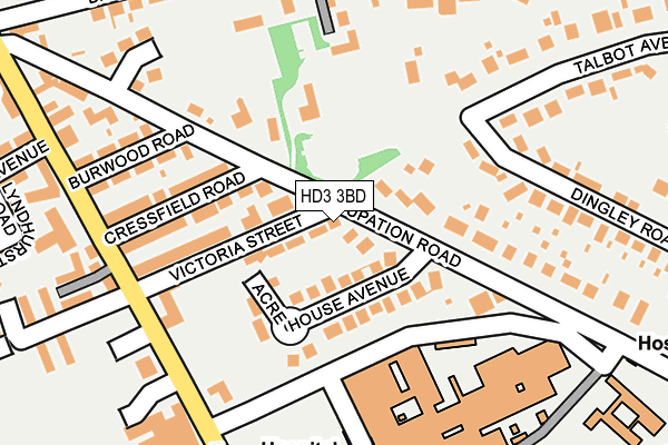 HD3 3BD map - OS OpenMap – Local (Ordnance Survey)