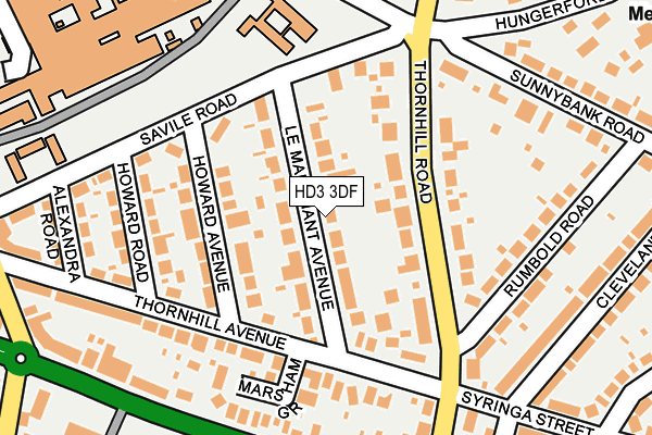 HD3 3DF map - OS OpenMap – Local (Ordnance Survey)