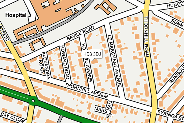 HD3 3DJ map - OS OpenMap – Local (Ordnance Survey)