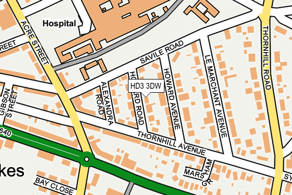 HD3 3DW map - OS OpenMap – Local (Ordnance Survey)