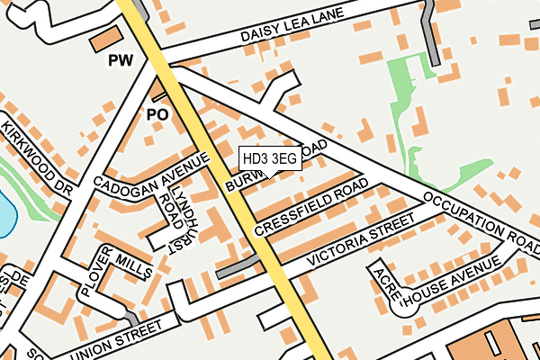 HD3 3EG map - OS OpenMap – Local (Ordnance Survey)