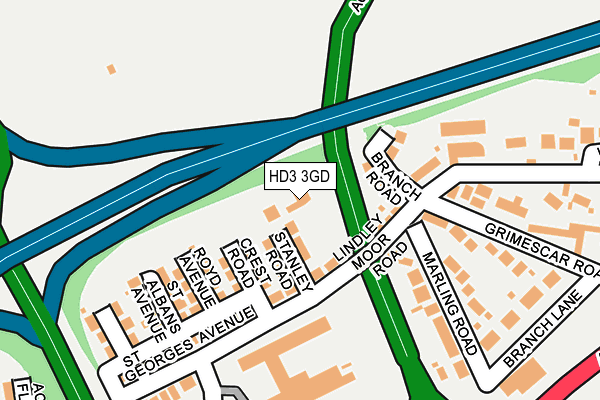 HD3 3GD map - OS OpenMap – Local (Ordnance Survey)