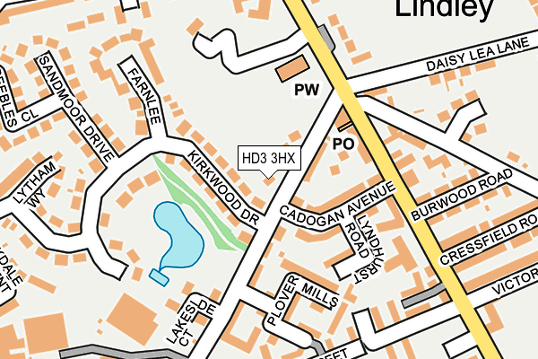 HD3 3HX map - OS OpenMap – Local (Ordnance Survey)