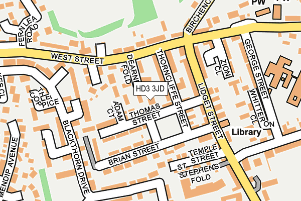 HD3 3JD map - OS OpenMap – Local (Ordnance Survey)
