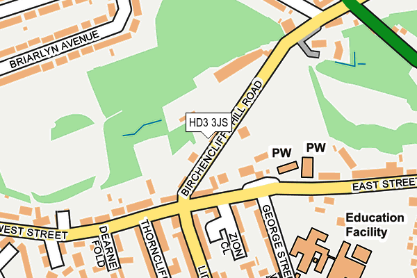 HD3 3JS map - OS OpenMap – Local (Ordnance Survey)