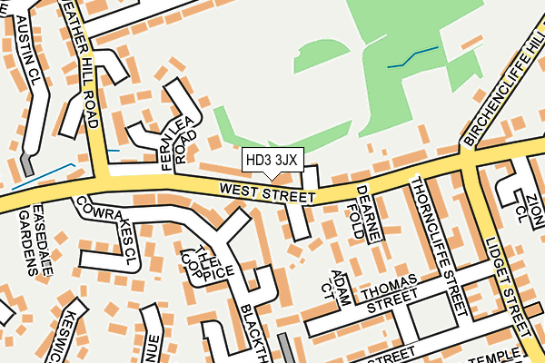HD3 3JX map - OS OpenMap – Local (Ordnance Survey)