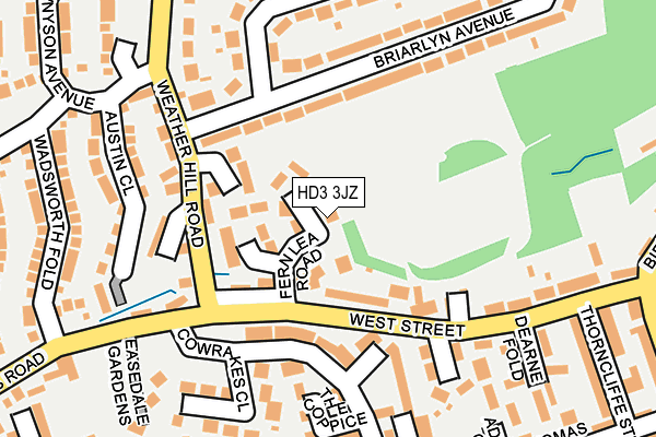 HD3 3JZ map - OS OpenMap – Local (Ordnance Survey)