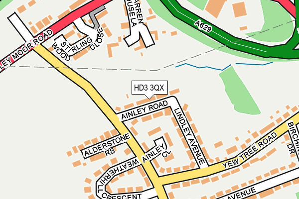 HD3 3QX map - OS OpenMap – Local (Ordnance Survey)