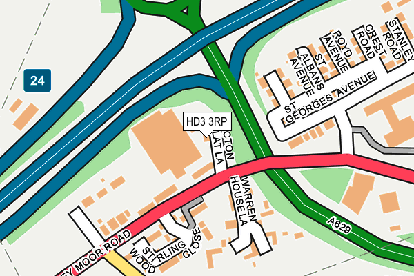 HD3 3RP map - OS OpenMap – Local (Ordnance Survey)