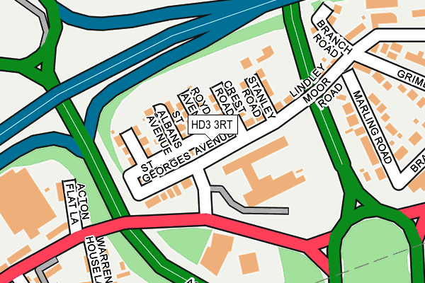 HD3 3RT map - OS OpenMap – Local (Ordnance Survey)