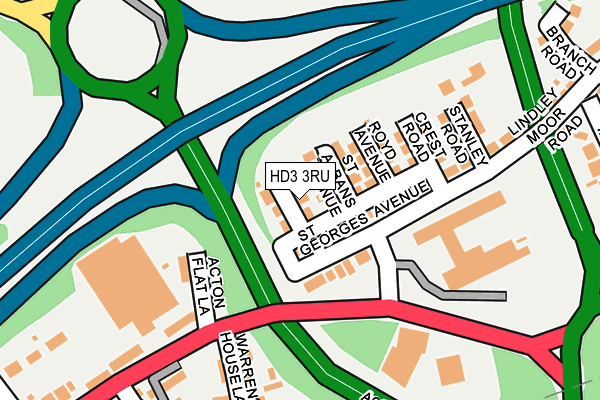 HD3 3RU map - OS OpenMap – Local (Ordnance Survey)