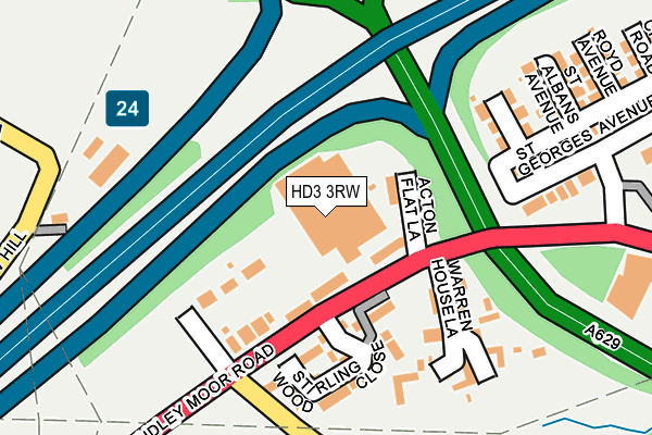 HD3 3RW map - OS OpenMap – Local (Ordnance Survey)