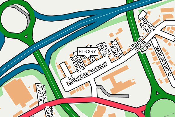 HD3 3RY map - OS OpenMap – Local (Ordnance Survey)