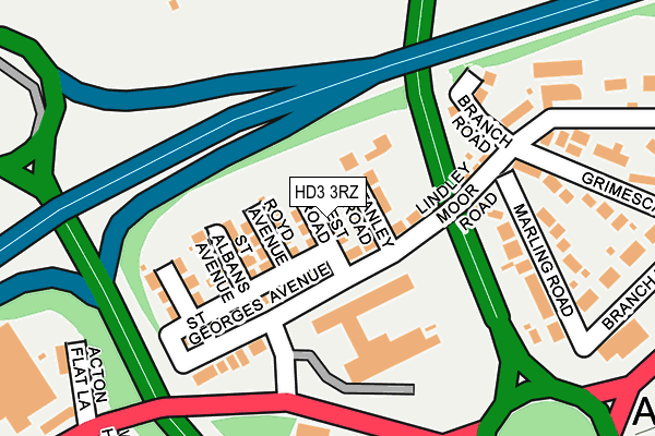 HD3 3RZ map - OS OpenMap – Local (Ordnance Survey)
