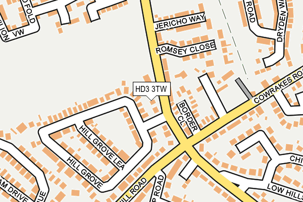 HD3 3TW map - OS OpenMap – Local (Ordnance Survey)