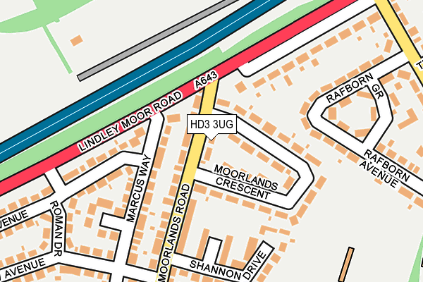 HD3 3UG map - OS OpenMap – Local (Ordnance Survey)