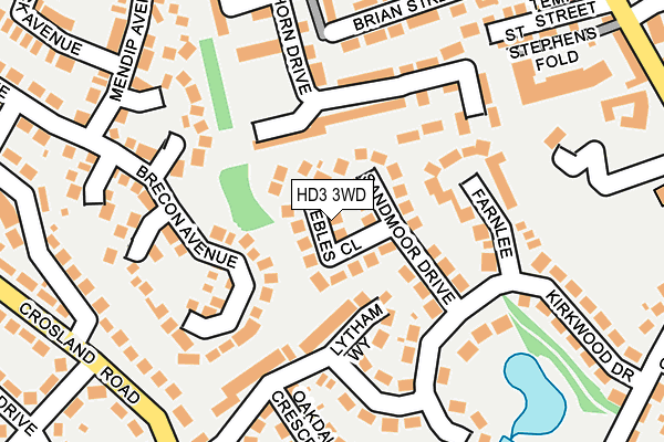 HD3 3WD map - OS OpenMap – Local (Ordnance Survey)