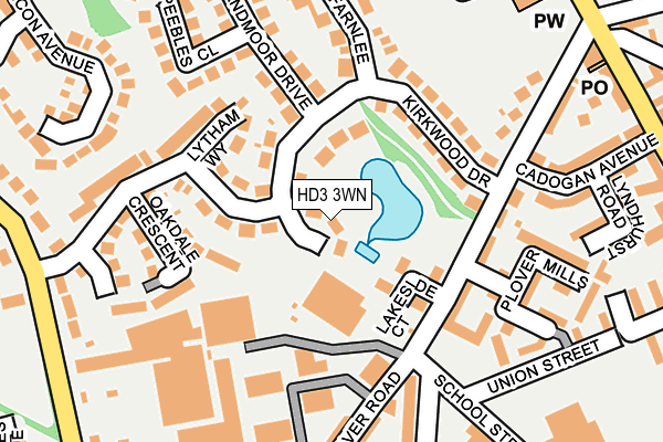 HD3 3WN map - OS OpenMap – Local (Ordnance Survey)