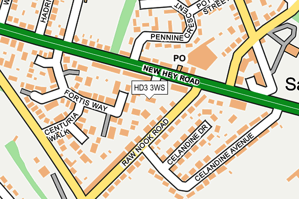 HD3 3WS map - OS OpenMap – Local (Ordnance Survey)