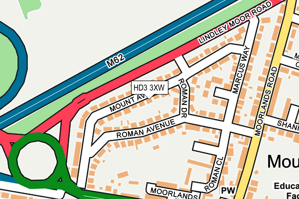 HD3 3XW map - OS OpenMap – Local (Ordnance Survey)