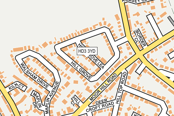HD3 3YD map - OS OpenMap – Local (Ordnance Survey)