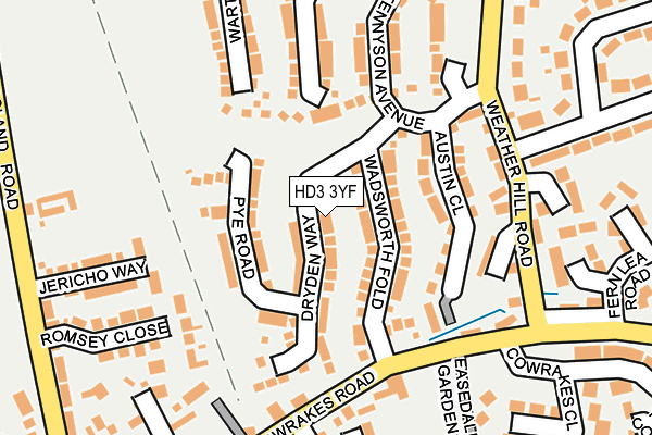 HD3 3YF map - OS OpenMap – Local (Ordnance Survey)