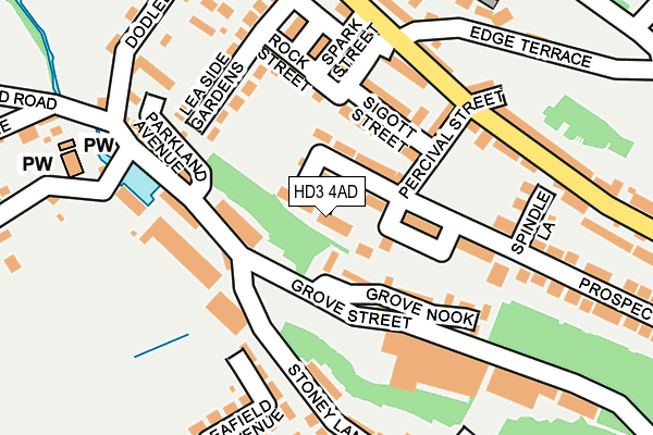 HD3 4AD map - OS OpenMap – Local (Ordnance Survey)