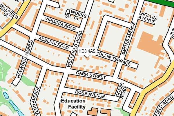 HD3 4AS map - OS OpenMap – Local (Ordnance Survey)