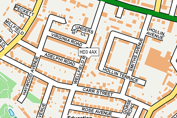 HD3 4AX map - OS OpenMap – Local (Ordnance Survey)