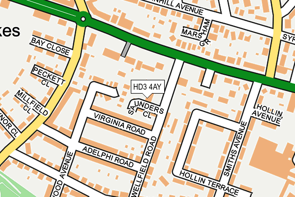 HD3 4AY map - OS OpenMap – Local (Ordnance Survey)