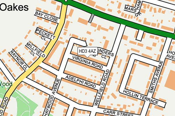 HD3 4AZ map - OS OpenMap – Local (Ordnance Survey)