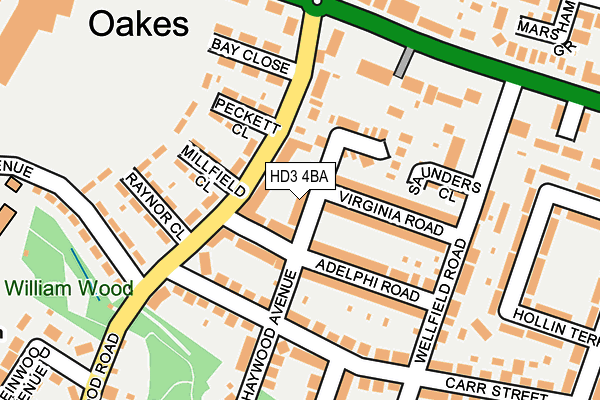 HD3 4BA map - OS OpenMap – Local (Ordnance Survey)