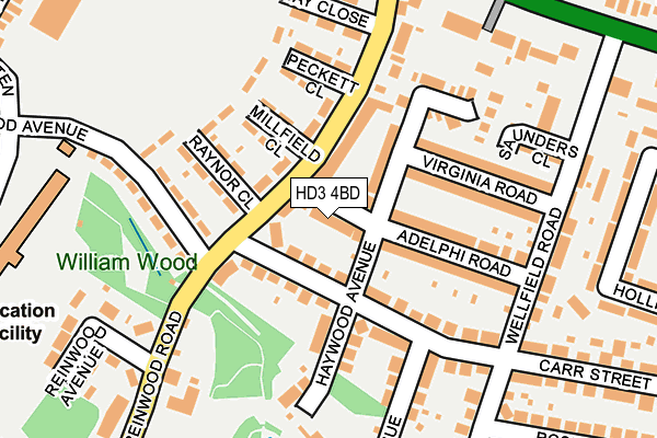 HD3 4BD map - OS OpenMap – Local (Ordnance Survey)