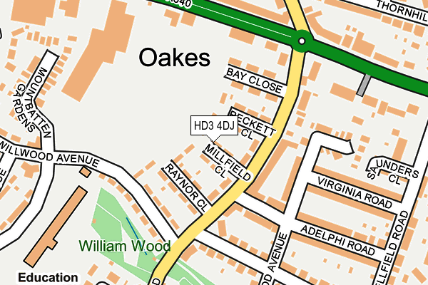 HD3 4DJ map - OS OpenMap – Local (Ordnance Survey)