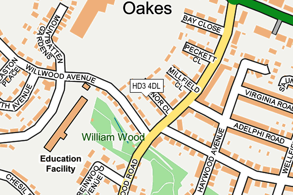 HD3 4DL map - OS OpenMap – Local (Ordnance Survey)