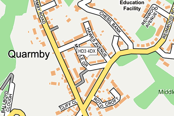 HD3 4DX map - OS OpenMap – Local (Ordnance Survey)