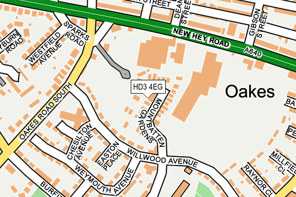 HD3 4EG map - OS OpenMap – Local (Ordnance Survey)