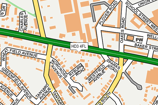 HD3 4FL map - OS OpenMap – Local (Ordnance Survey)