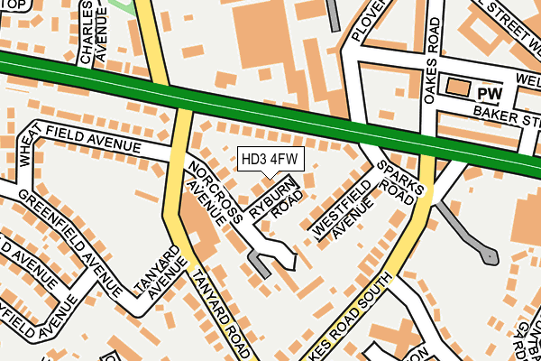 HD3 4FW map - OS OpenMap – Local (Ordnance Survey)